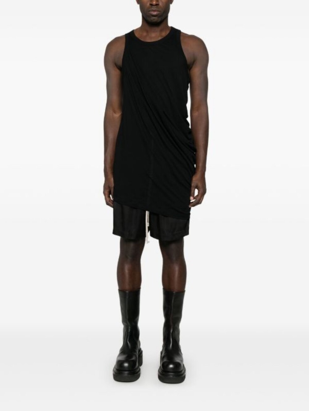 NWT Rick Owens Hollywood SS25 Anthem Tank Black Sz XS Asymmetric